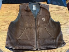 Carhartt Brown Canvas Lined Vest Men's 2XL RN 14806 MADE IN USA