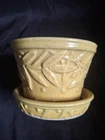 Vintage McCoy Small Yellow Hobnail / Leaves & Berries Flowerpot / Planter