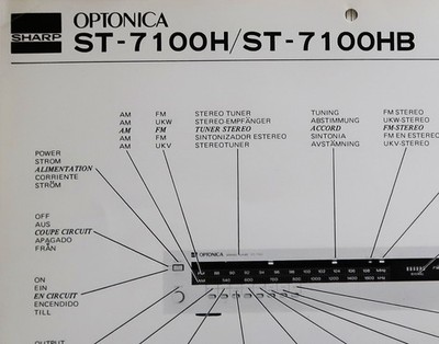Sharp Optonica ST7100 Tuner, Tafel mit Bezeichnung Bedienelemente, Schaltplan
