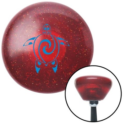 Blue Abstract Turtle Red Retro Metal Flake Shift Knob w/ M16x1.5 Insert Shifter