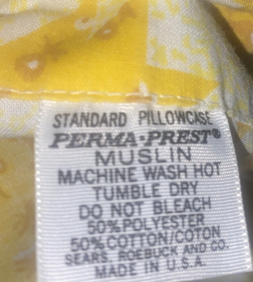 Sears SHOWER OF STARS Yellow Gold Floral Star Perma Prest Standard Pillowcase 2 - Image 3 of 3