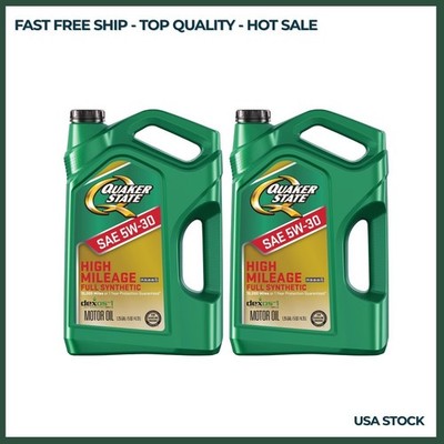 (2 pack) Quaker State Full Synthetic High Mileage 5W-30 Motor Oil, 5 Quart