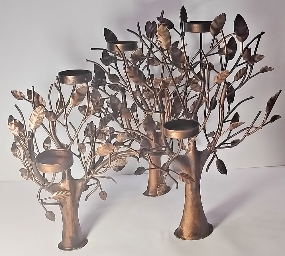 Vintage Metal Candelbra Grove of Trees Tea Light Candle Hold