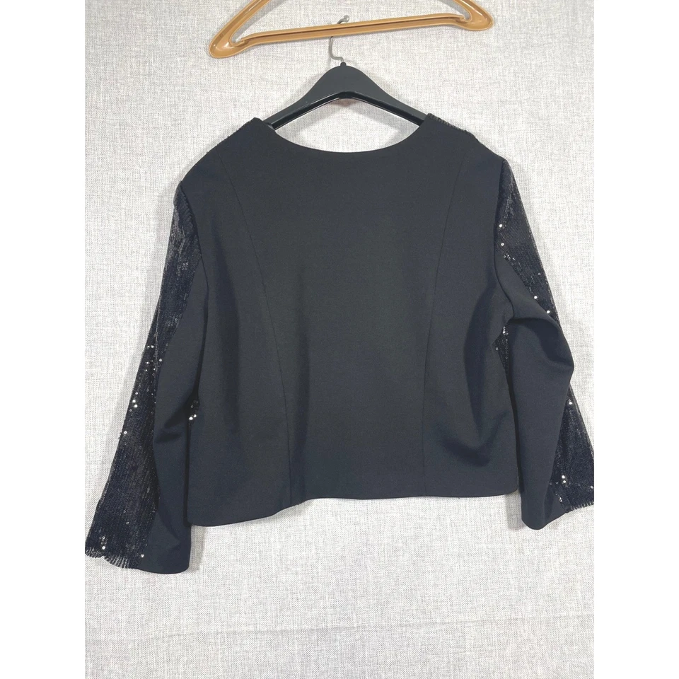 AGB черный блестками женщин куртка размер 16 карьера вечеринки блестящий блейзер бизнес гламур - Изображение 4 из 4