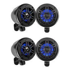 2 Pair of Pyle 4" 150 Watt 2-Way Marine Off-Road Audio Black Speakers