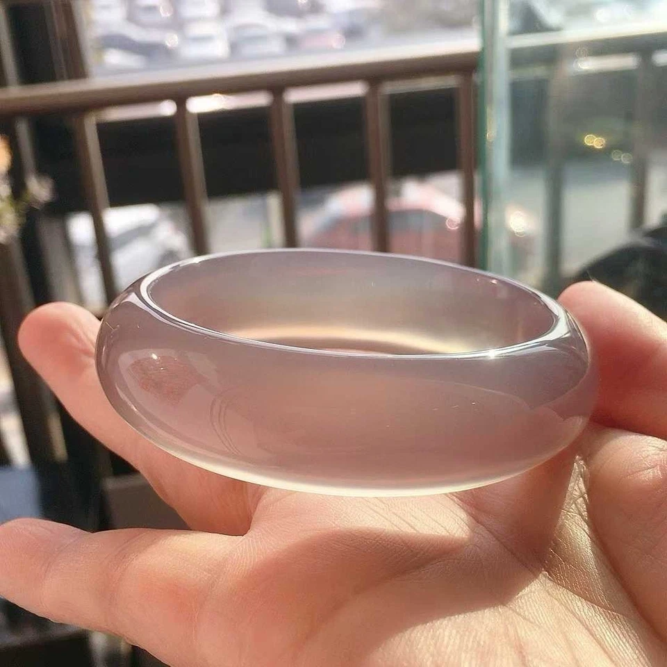 Linda pulseira de contas de pedra preciosa de calcedônia roxa natural - Imagem 2 de 4