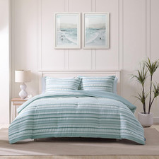 Soft Clearwater Cay Blue King Cotton Duvet Cover Set with Shams