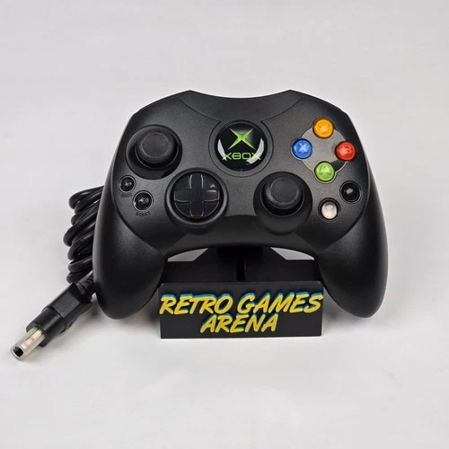 Original Xbox OEM S Type Black Controller with Breakaway Cable CLEANED & TESTED