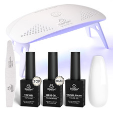 Beetles White Gel Nail Polish Kit with U V Light, 5 Pcs Gel Polish Starter Kit w