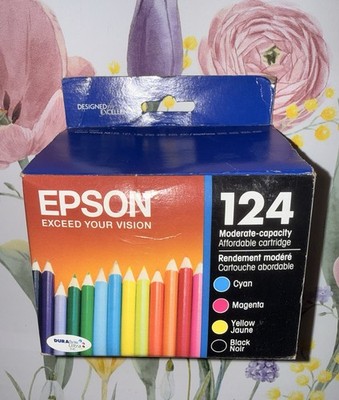 Epson 124 Ink Cartridges Black Cyan Magenta Yellow 09/22