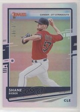 2020 Panini Donruss Career Stat Line 299/377 Shane Bieber #104 3l7