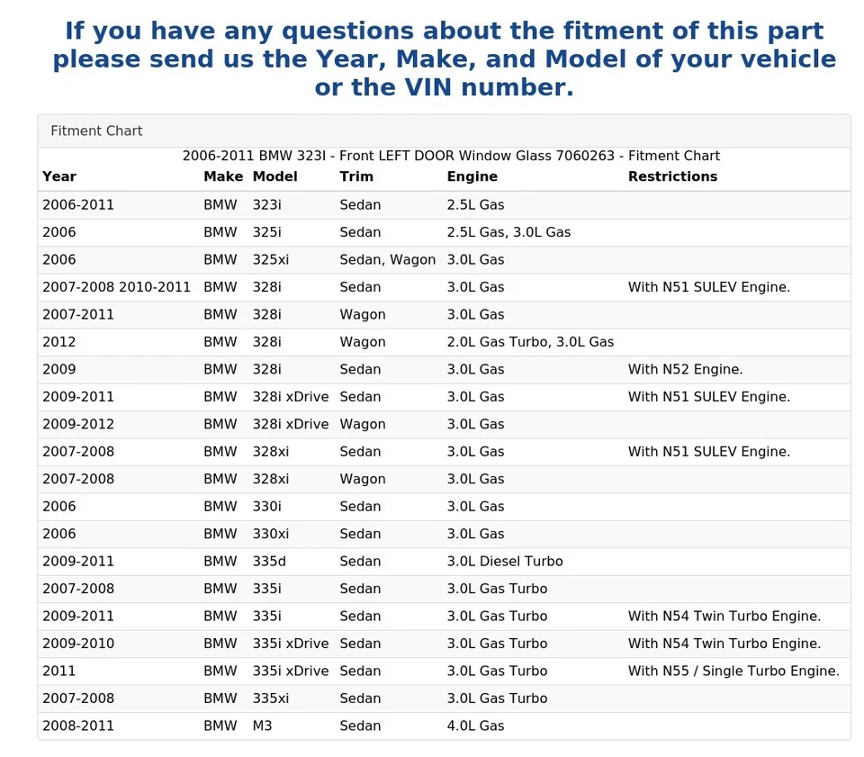 2006-2011 BMW 323I - передняя левая дверь стекло окна 7060263 - Изображение 4 из 4