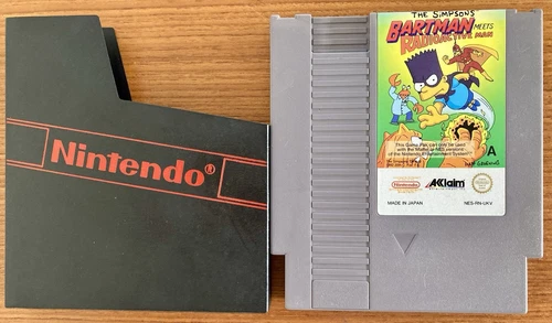 NES Simpsons BARTMAN MEETS RADIOACTIVE MAN Nintendo NES-RN-UKV Cart/Sleeve Pal A