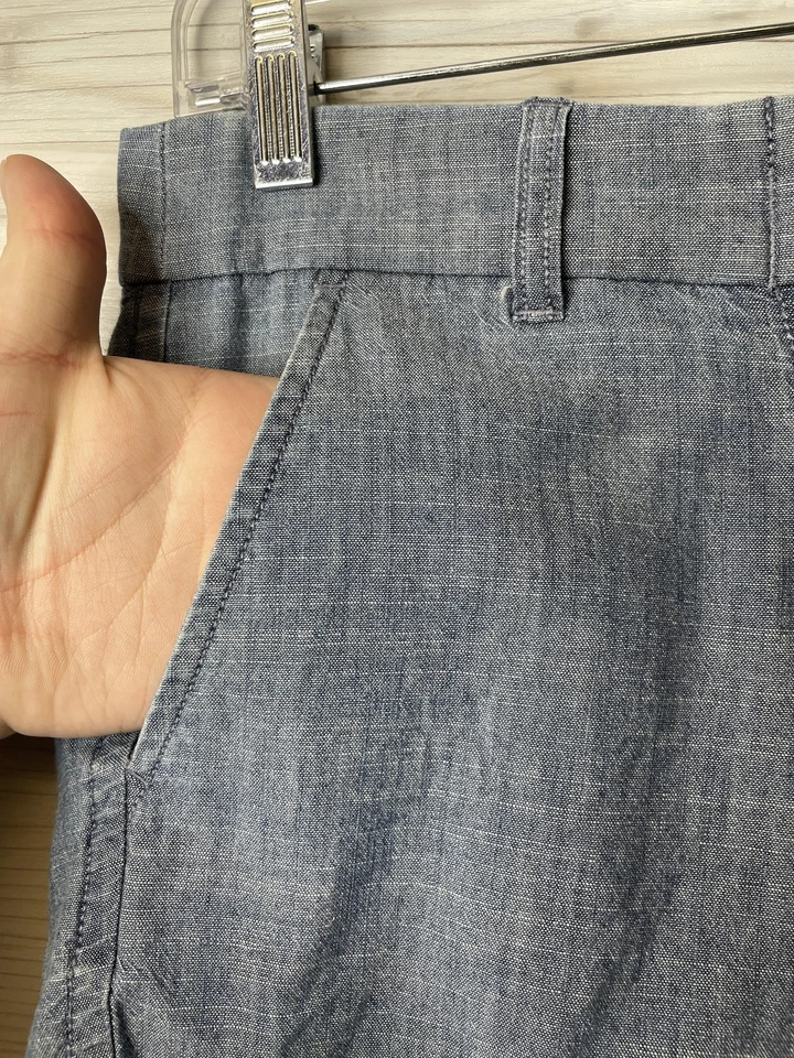 Pantalones Cortos J Crew Para Mujer 0 Cambray Verano Informales Dobladillo Enrollado Bolsillos B9356 Foto 3 de 4