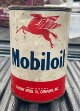 VINTAGE Mobil Mobiloil Can ExxonMobil Pegasus Socony Mobil Oil Company