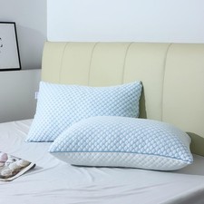 2-Pack Queen Size Cooling Memory Foam Pillows Adjustable Loft Gel Shredded Foam