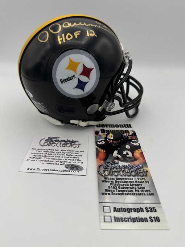 Dermontti Dawson Signed Pittsburgh Steelers Mini Helmet HOF  COA Holo ticket