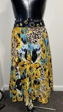 Indikka Full Skirt BEAD ETHNIC INDIAN BOHO Peacock Abstract MIDI Tribal Size M