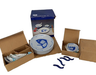 Taylor and NG Set 24 Piece Dinnerware Set Mazarine Blue Koi / Chinese Carp HOW