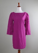 ANN TAYLOR NWT $129 Embroidered Eyelet Shirred Shift Dress Size Medium Tall