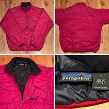 Vtg 90's Patagonia Puffball Pullover Jacket 1/2 Zip Made In USA Men's Small Red