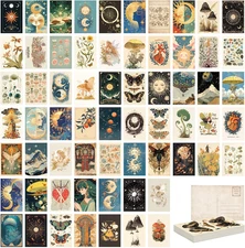 64 Pcs Vintage Postcards Set, Bulk Post Cards for Mailing, Retro Plant Botanical