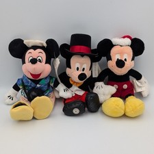 VTG Mickey Mouse Bean Bag Plush Lot 3 Tourist Santa Happy New Year 2002 Disney