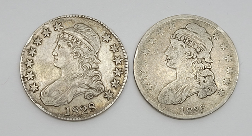 1828 & 1836 Capped Bust Half Dollars