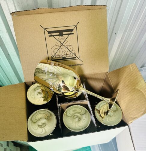 Set of 6 In Box Moet & Chandon Champagne Shiny Gold Glasses (not Acrylic) Goblet - Picture 6 of 7
