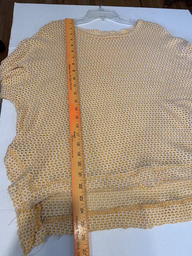 Umgee gelb/weißes Waffelstricktop, Rohnähte, Rollärmel, Gr. L, Lagenlook - Bild 9 von 10