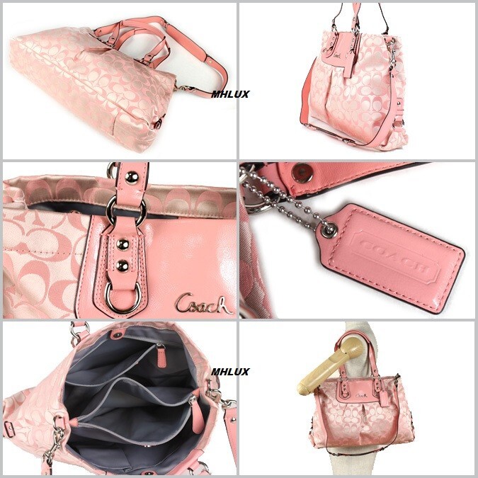 NEW COACH ASHLEY PEONY PINK SIGNATURE CARRYALL HANDBAG
