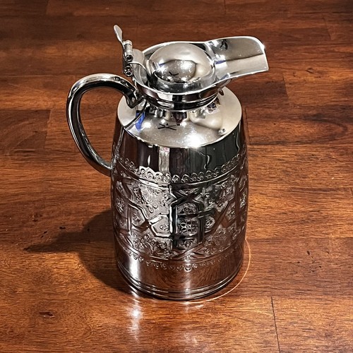Vintage TAJ HOTELS Decrotive Chrome Thermos Water/Coffee/Tea Pitcher Signed - Picture 9 of 19