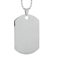 Heavy Stainless Steel Dog Tag Pendant, Free Bead Ball Chain