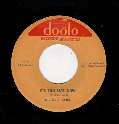 RARE DOOWOP-CUFF LINKS-DOOTONE 422-IT'S TOO LATE NOW/THE SAXAPHONE RAG-''KIRK'' KI