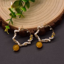 Natural Freshwater Pearl Big Hoop Earrings For Women Wedding Ear Pin