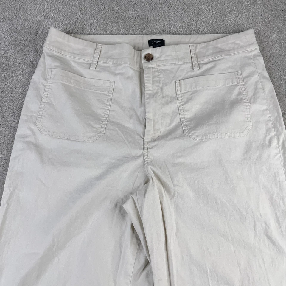 Pantalones J Crew para mujer 33 blancos Lizzie tiro alto pierna ancha parche bolsillos pantalones Foto 2 de 4
