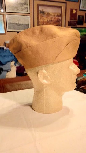 WWII ARMY USMC NAVY KHAKI GARRISON CAP 
