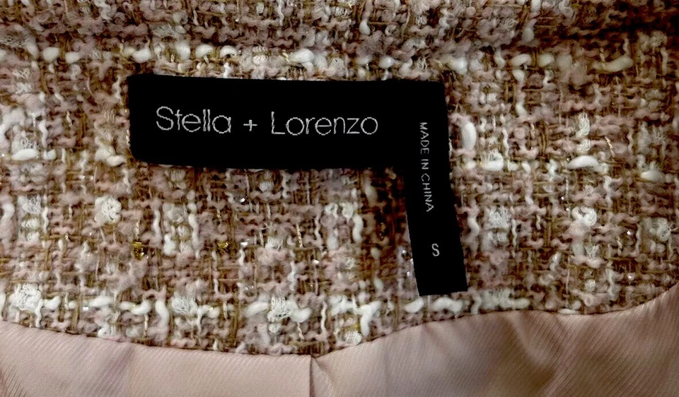 Blazer de tweed Stella + Lorenzo S perlas, pedrería aspecto vintage Foto 2 de 4
