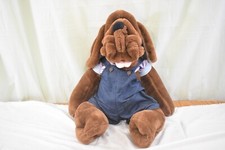Wrinkles The Dog Hand Puppet Vintage Plush Denim Overalls LARGE 30 1981
