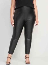 Old Navy Extra High-Waisted FAUX-Leather Zip Ankle Leggings Size 22 Plus- Black