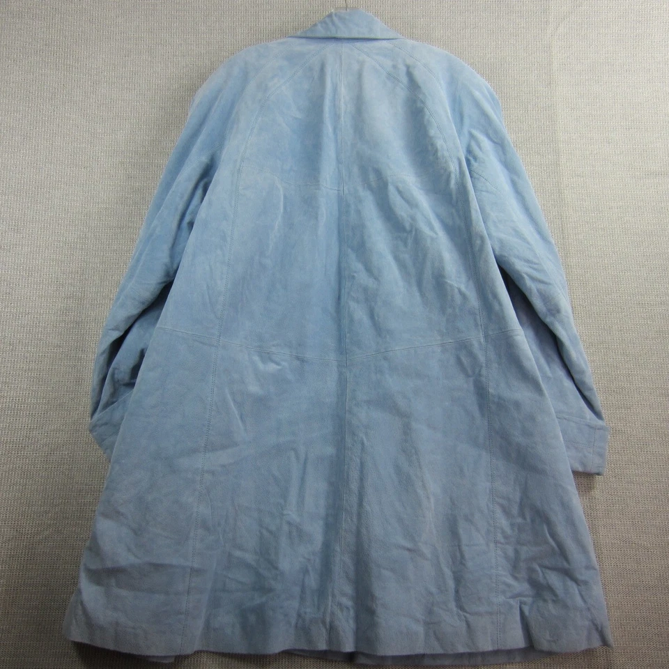 Excelled Coat Jacket Womens 2x Blue Genuine Leather Button Front Long Sleeve - Image 3 of 4