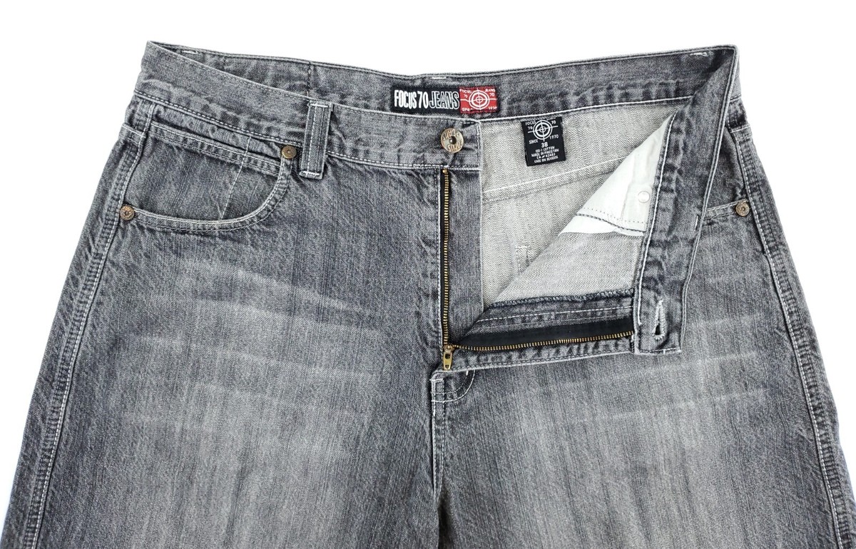 Focus 70 Jean Shorts Men's 38 Gray Denim Y2K Baggy Hip Hop