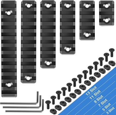 6 Pack MLOK Aluminum 3/5/7/9/11/13 Slots SlotsRail Section Weaver Picatinny