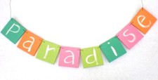PARADISE Wood Sign 2 FT Beach Seaside Ocean Nautical Home Decor Pool Patio