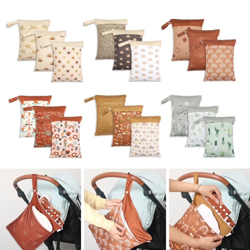 Baby Diaper Storage Bags Baby Cloth Diaper Zippered Dry Wet Bag Travel