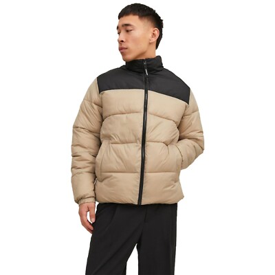 Mens Jack & Jones Puffer Jacket Full Zip Long Sleeve