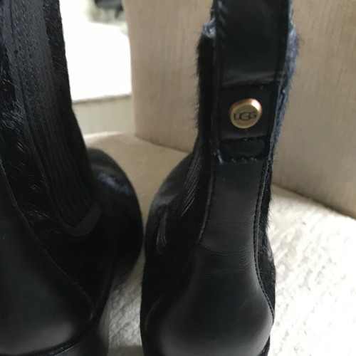 UGG Women's 9.5 Camden Exotic Heel Boots Slim Black Calf Hair worn 1 time - Picture 4 of 9
