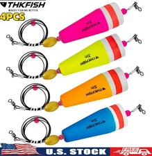 THKFISH 4PC Fishing Popping Cork Float Rig Rattle Popping Cork Weighted Popping