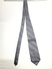 Kenneth Cole Necktie Men Gray Striped New York Formal 100 Silk Hand Made NWT