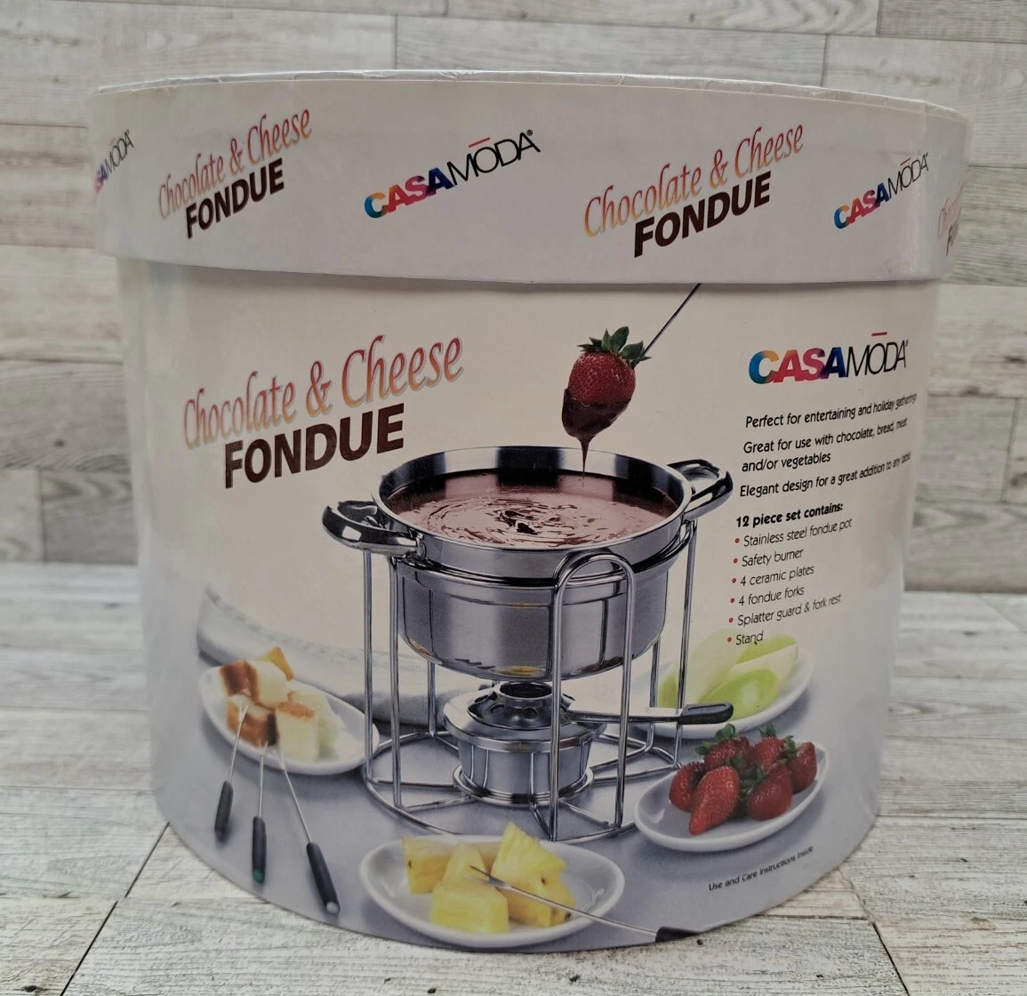Casa Moda 12-Piece Stainless-Steel Buffet Fondue Maker CHEESE CHOCOLATE NEW 2007